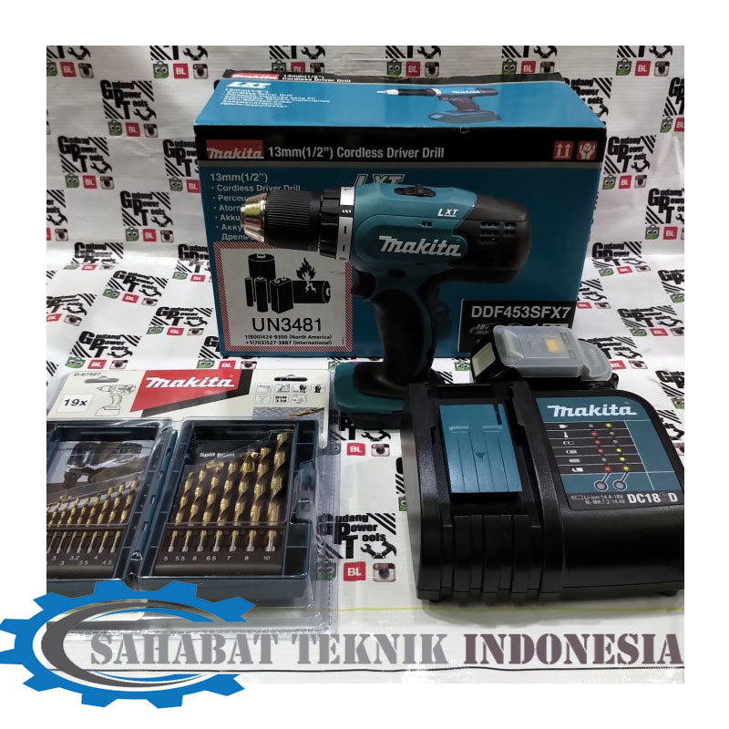 Jual Paket Mata Bor 19pc Bor Baterai Cordless Drill Makita 13mm DDF453 18V